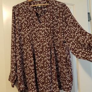 XXL deep red and floralxprint swing tunic.